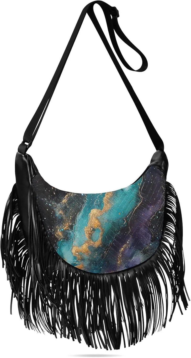Fringe Shoulder Bags for Women Handbag with Tassel Boho Leather Purse Hippie Purse