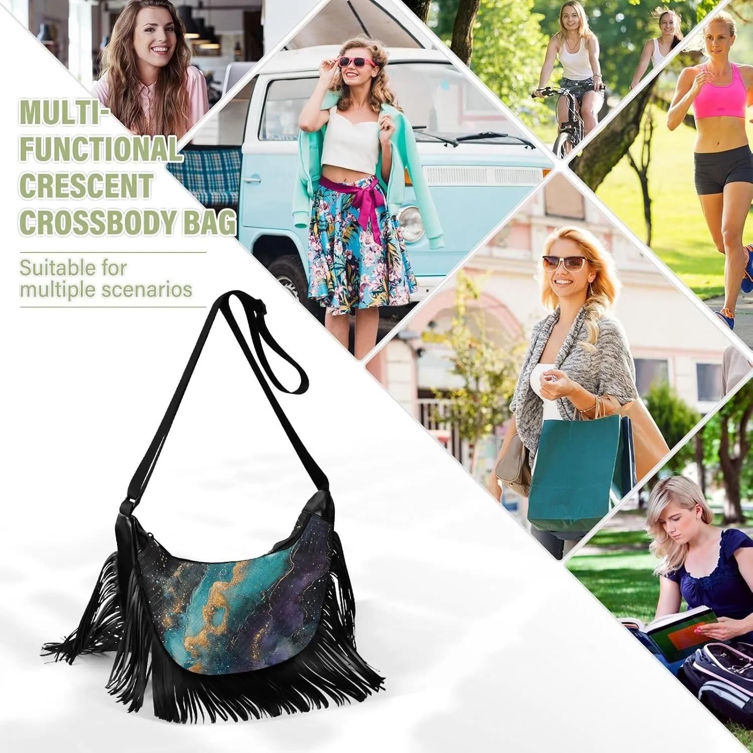 Fringe Shoulder Bags for Women Handbag with Tassel Boho Leather Purse Hippie Purse
