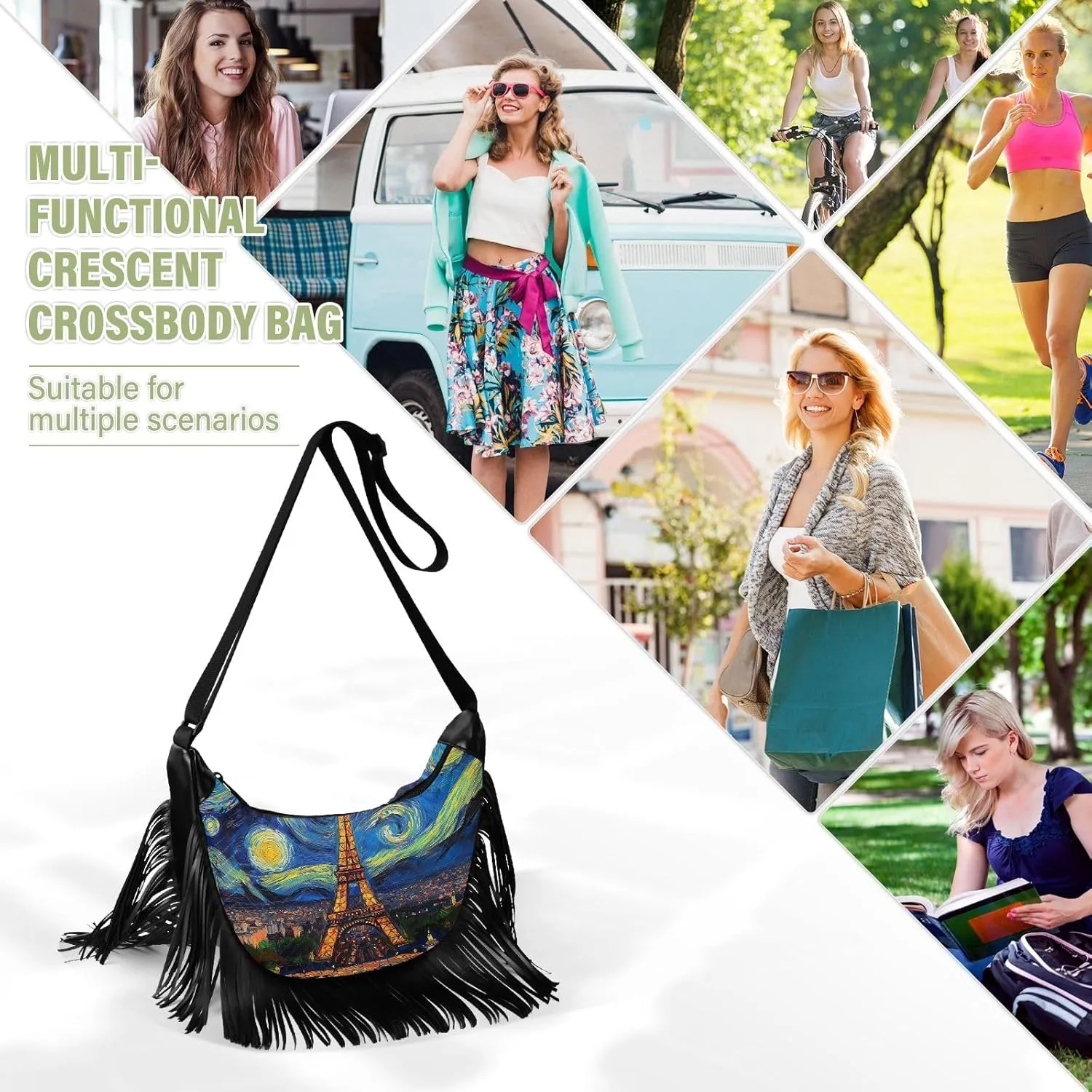 Fringe Shoulder Bags for Women Handbag with Tassel Boho Leather Purse Hippie Purse