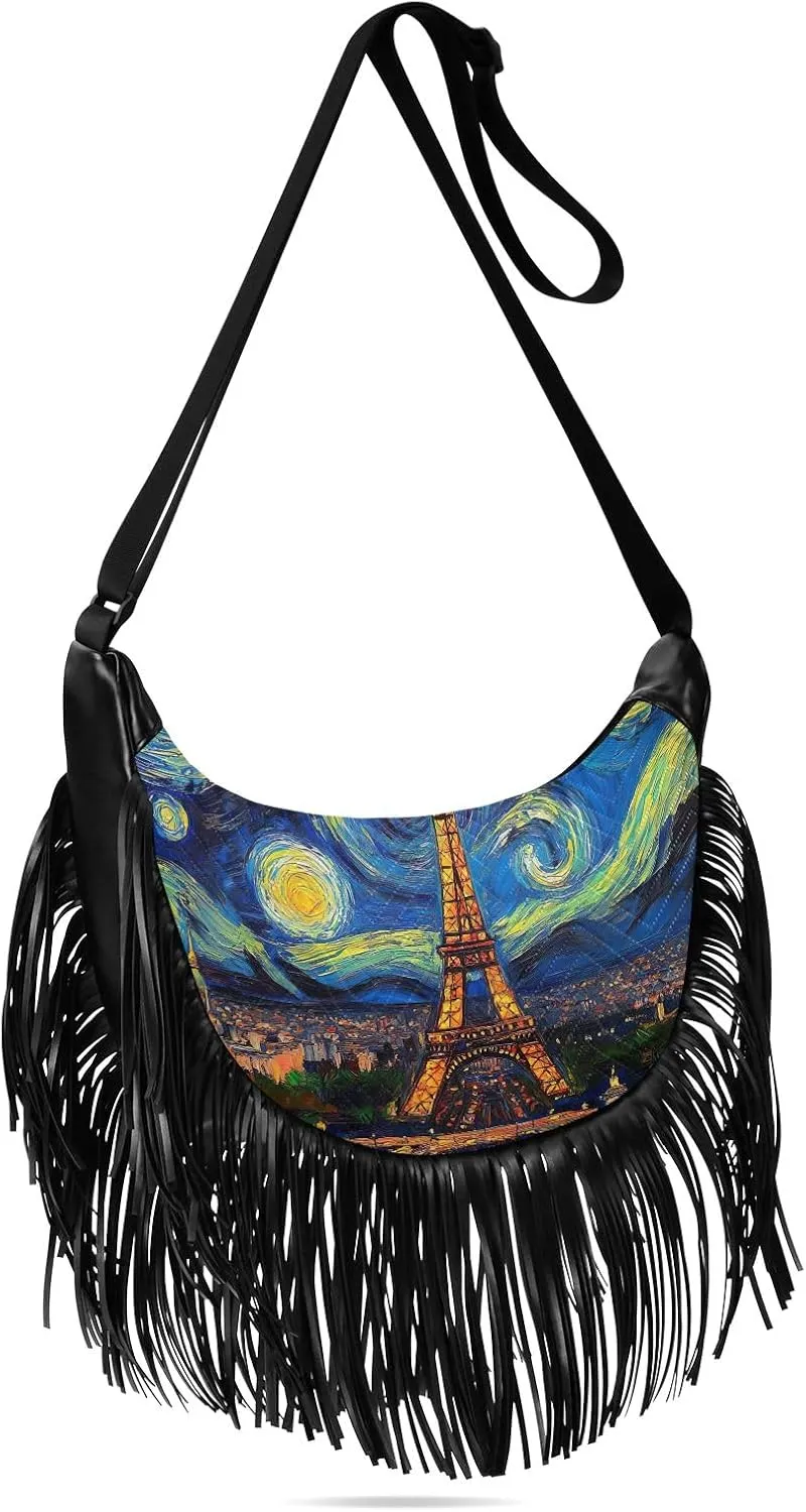 Fringe Shoulder Bags for Women Handbag with Tassel Boho Leather Purse Hippie Purse
