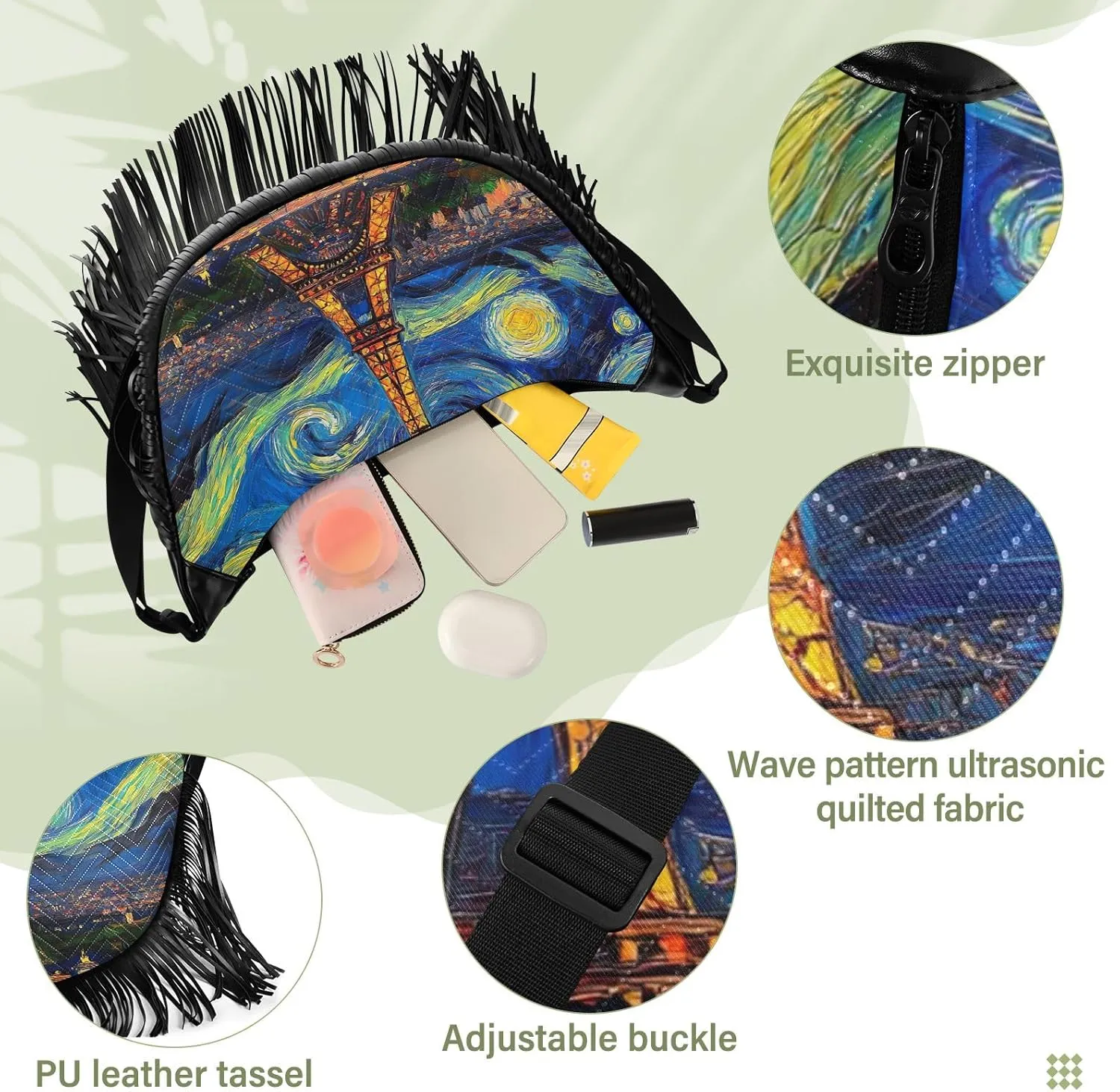 Fringe Shoulder Bags for Women Handbag with Tassel Boho Leather Purse Hippie Purse