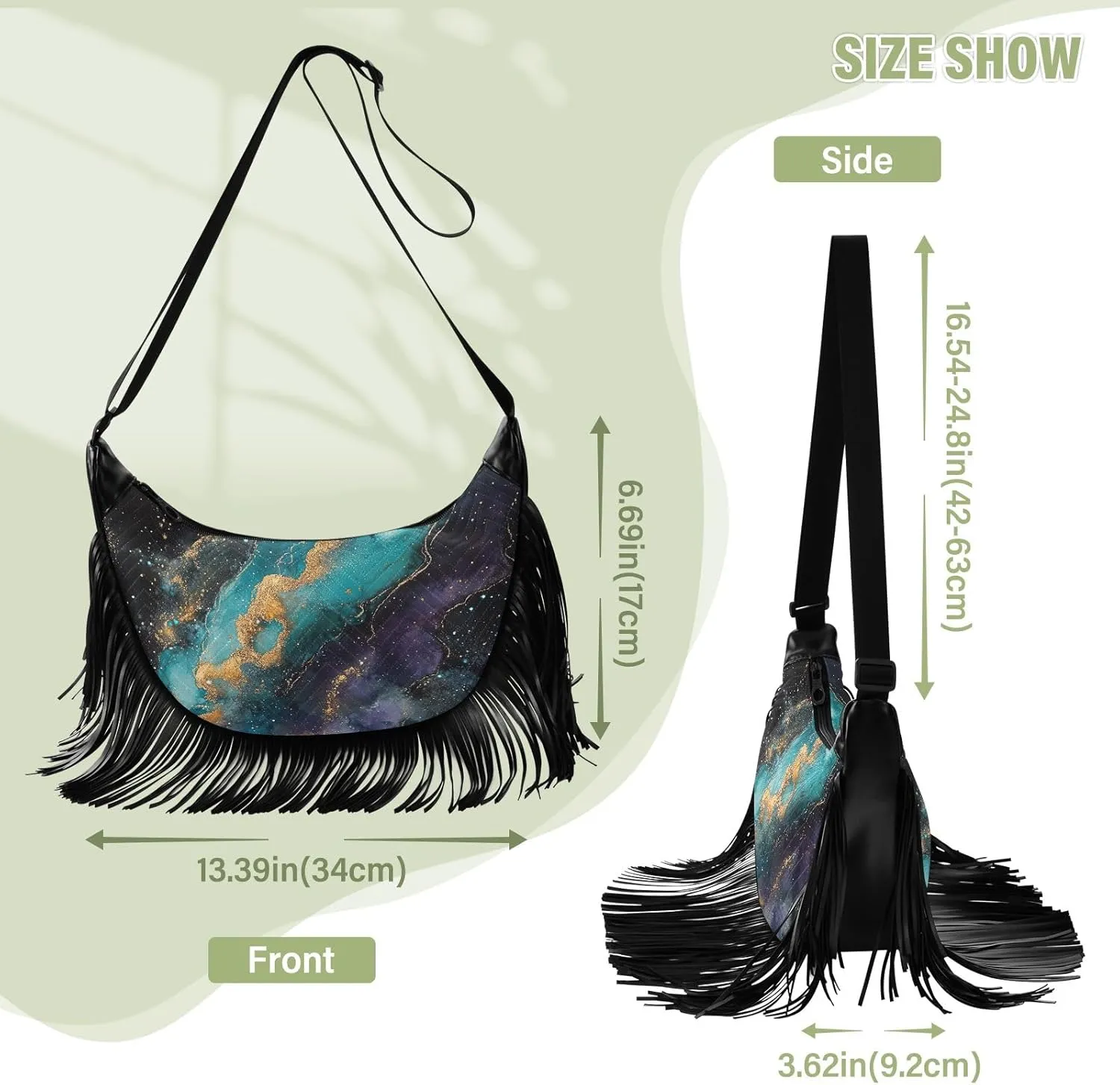 Fringe Shoulder Bags for Women Handbag with Tassel Boho Leather Purse Hippie Purse