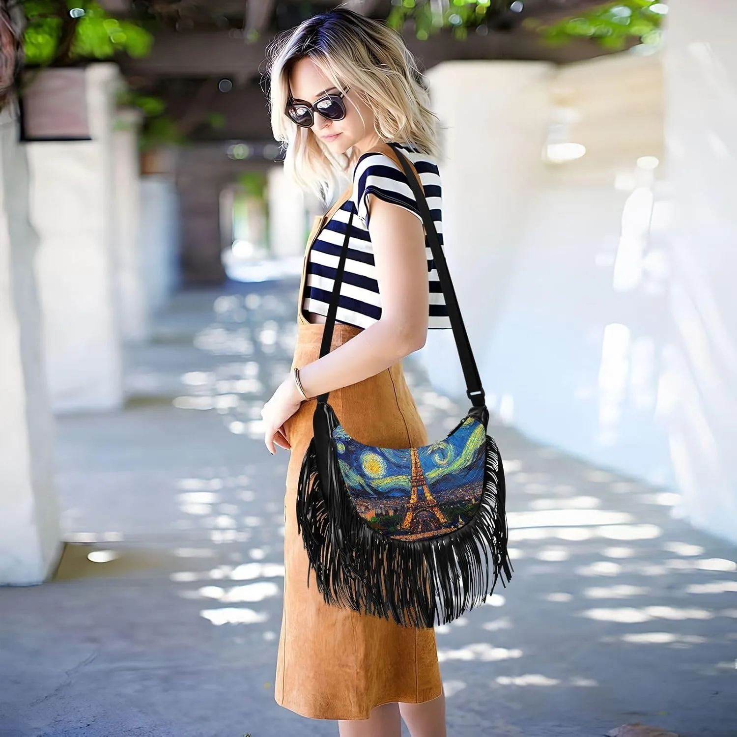 Fringe Shoulder Bags for Women Handbag with Tassel Boho Leather Purse Hippie Purse