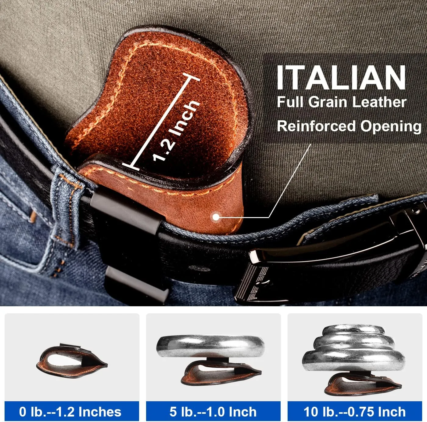 Full Grain Leather Holster Compatible with Glock 17/19/ 19X/ 43X/ 43X MOS, Taurus G2C/G3C, Sig P320 / M17/ M18/ P365X, M&P 9 Shield Plus, Hellcat and Other Full Size Compact Subcompact Pocket Handguns