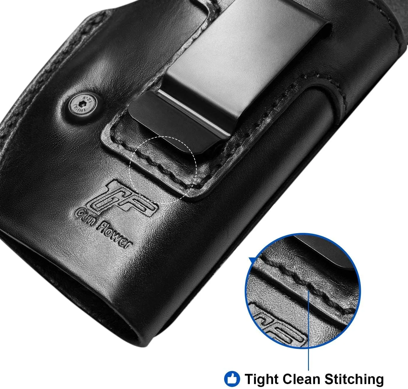 Full Grain Leather Holster Compatible with Glock 17/19/ 19X/ 43X/ 43X MOS, Taurus G2C/G3C, Sig P320 / M17/ M18/ P365X, M&P 9 Shield Plus, Hellcat and Other Full Size Compact Subcompact Pocket Handguns