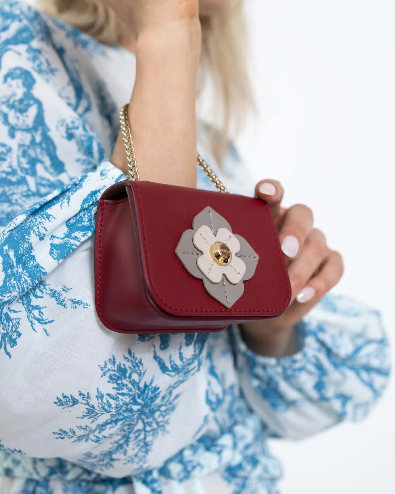 Furla Mico Mini Pink Floral Purse