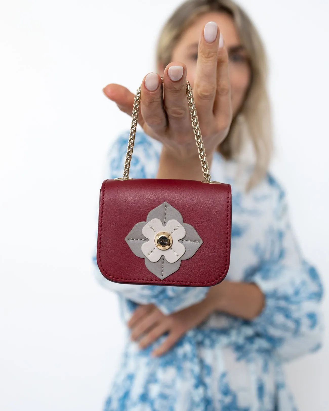 Furla Mico Mini Pink Floral Purse