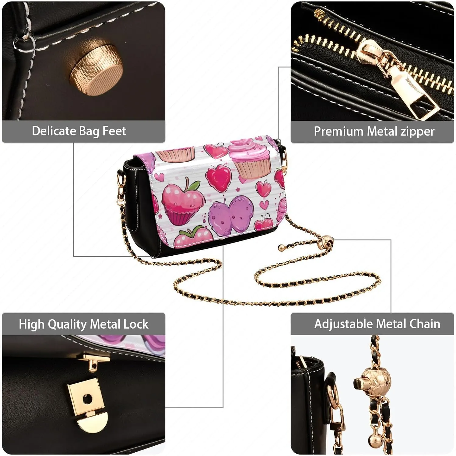 GAIGEO Colorful Mushrooms and Ferns Women's Shoulder Bags, Womens Leather Shoulder Bag, Leather Crossbody Travel Bags