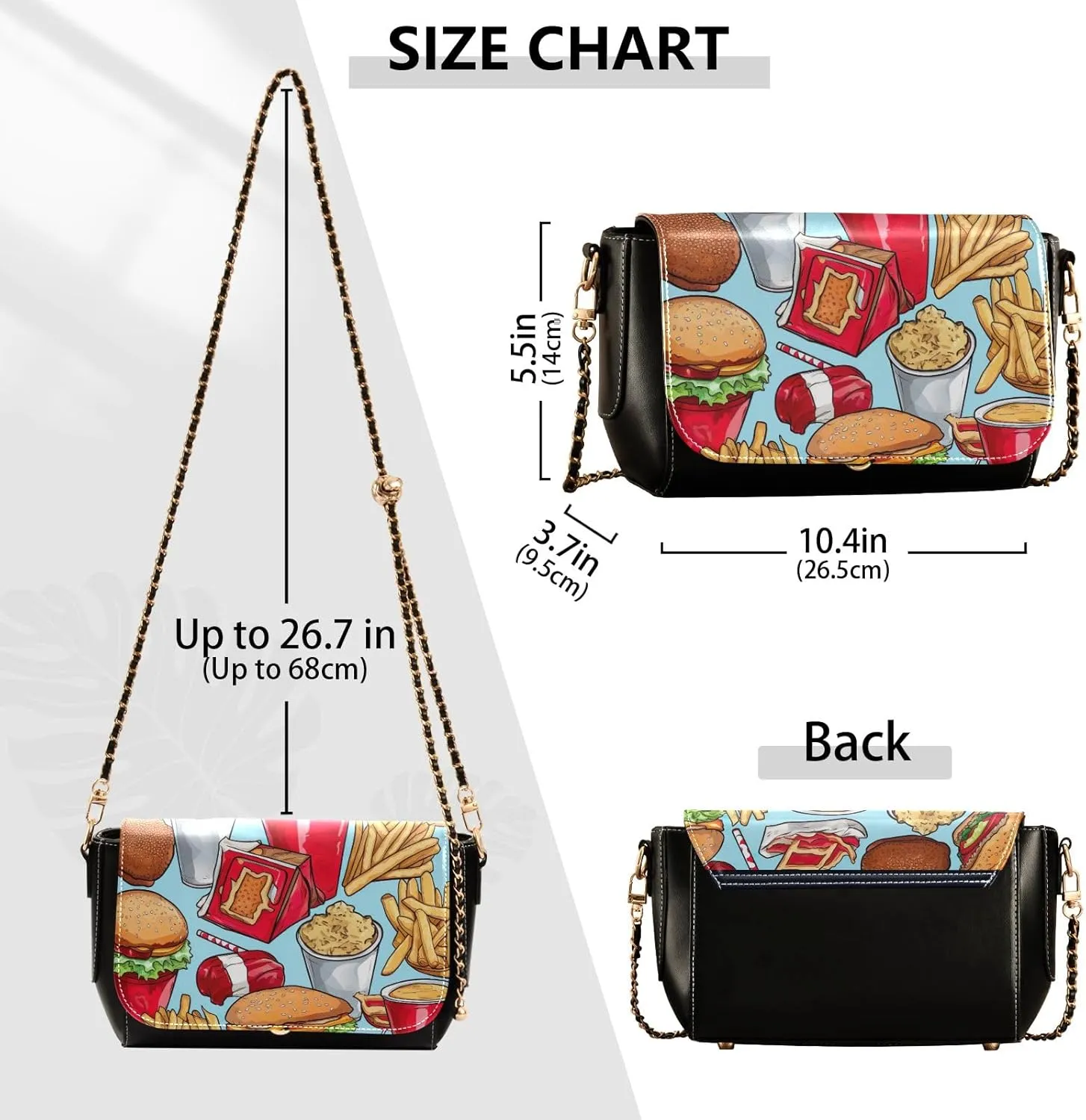 GAIGEO Watercolor Cupcakes Womens Leather Bag with Zipper, Medium Shoulder Bag for Women