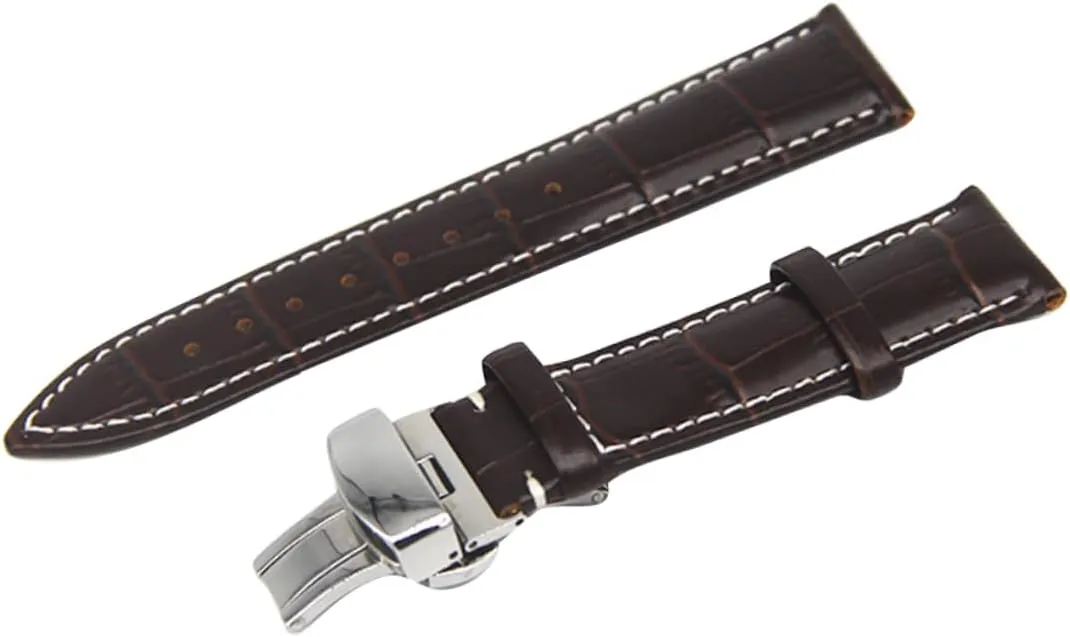 GALPADA Stylish Leather Watch Band for Men Women Dark Brown Strap Premium Clasp Comfortable Easy to Install Replacement for Wristwatch Fit for Watches