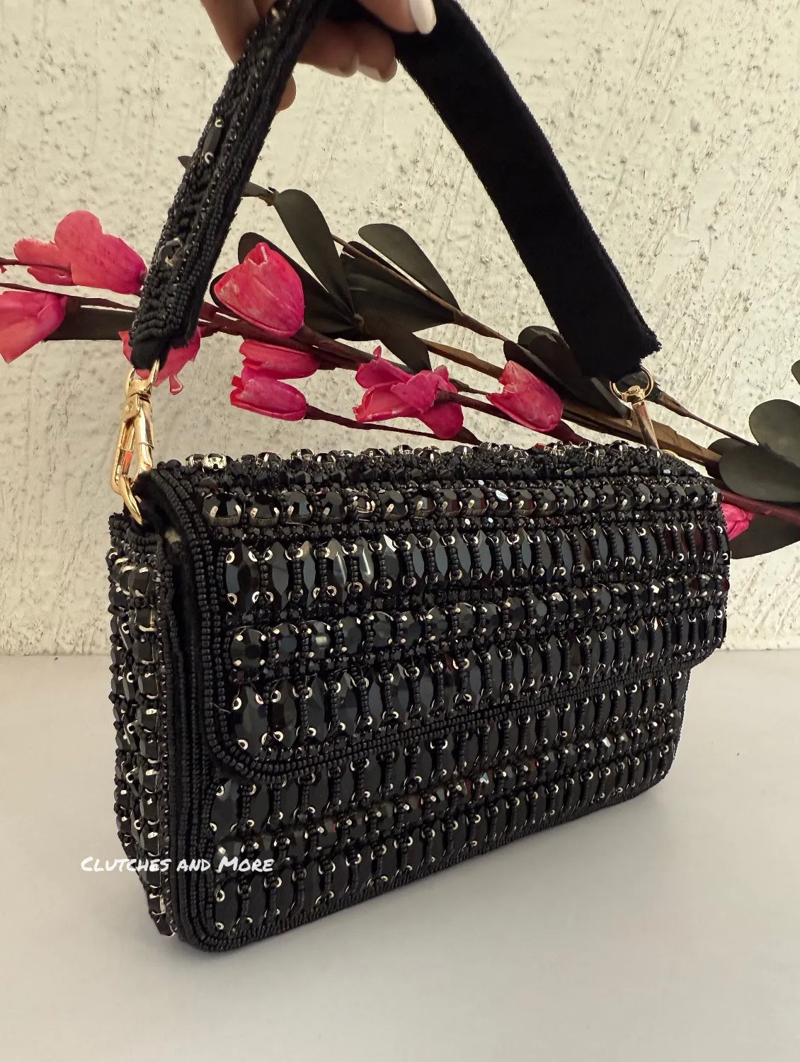 Gauhar Diamond Studded Bag Black