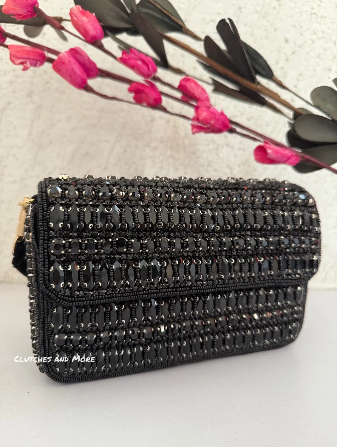 Gauhar Diamond Studded Bag Black