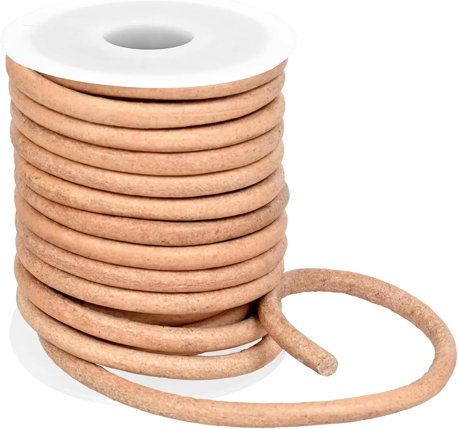 GENIQUE Real/Genuine Round Leather String Cord for Necklace, Bracelets, Jewellery, Braiding (Natural Distressed, 4mm)