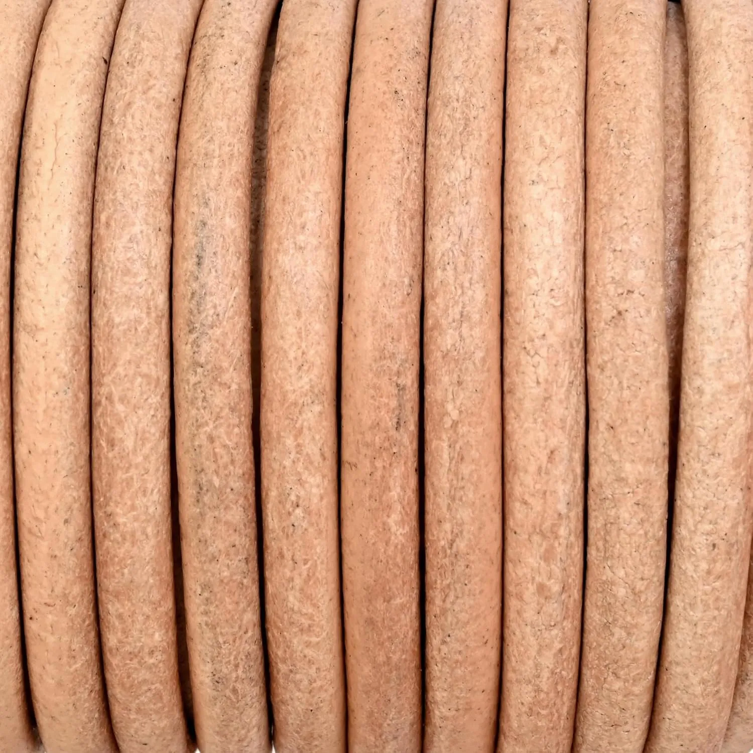 GENIQUE Real/Genuine Round Leather String Cord for Necklace, Bracelets, Jewellery, Braiding (Natural Distressed, 4mm)