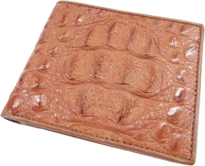 Genuine Crocodile Caiman Alligator Big Hornback Skin Leather Soft Bifold Wallet ([A7] - 7 Card Slots   2 ID Windows   2 Compartments for Bills, Tan Brown)