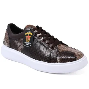 Genuine Full Python Skin Sneakers - Rustic Brown