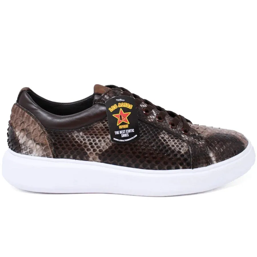 Genuine Full Python Skin Sneakers - Rustic Brown