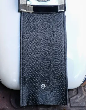 Genuine Leather Black Python Texture Gas Tank Panel Bib fits Harley Compatible with Davidson Motorcycles