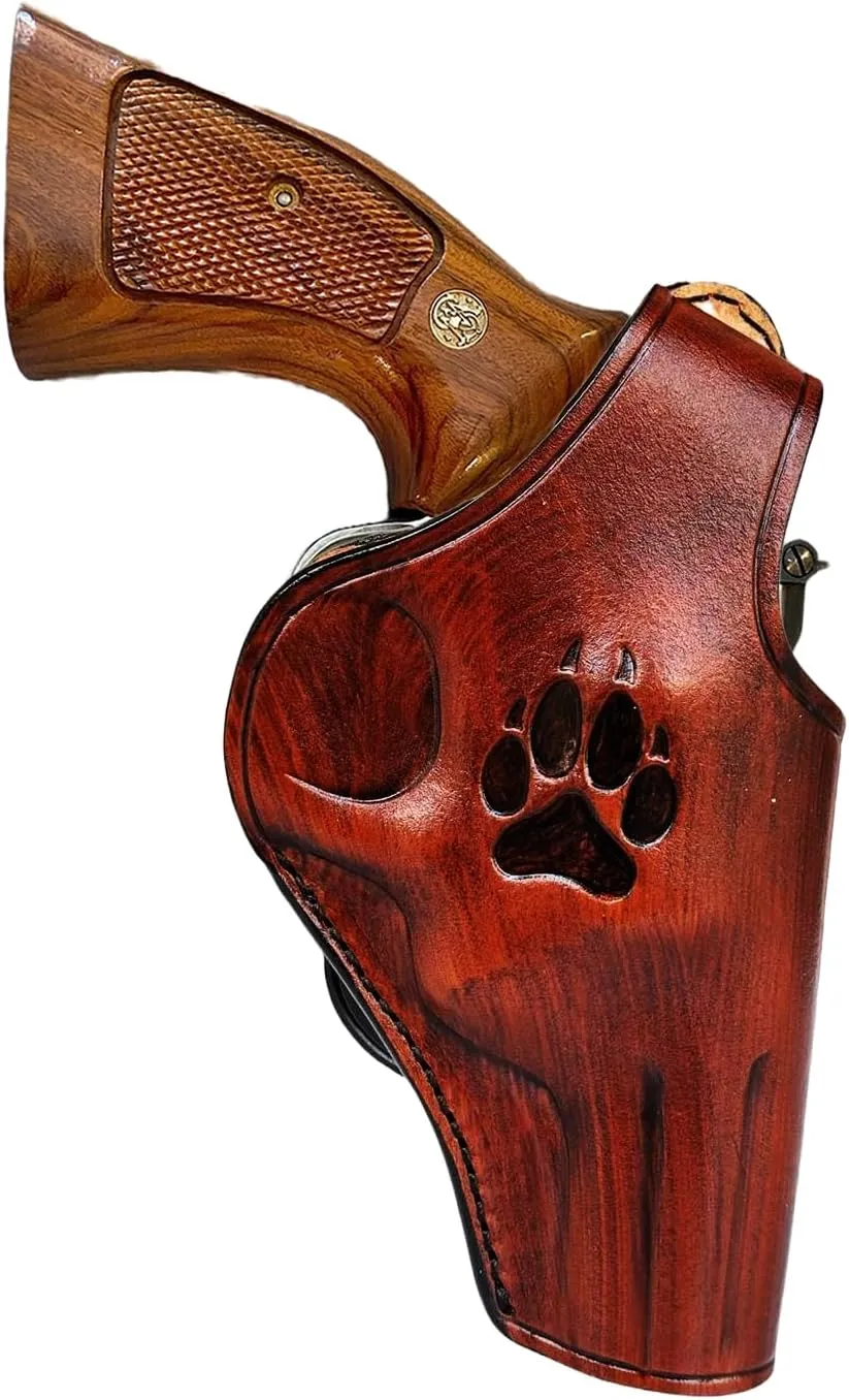 Genuine Leather Paddle Holster for Colt King Cobra and Colt Python .357 Magnum Gun Holster