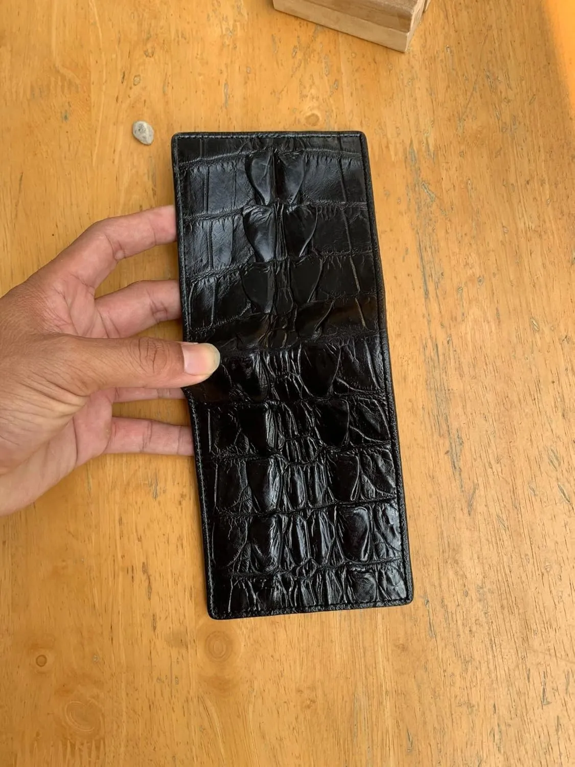 Genuine leather wallets men Alligator Wallet Men alligator Skin Wallets for Mens men wallet alligator mens alligator wallets (Black Double Sides Leather)