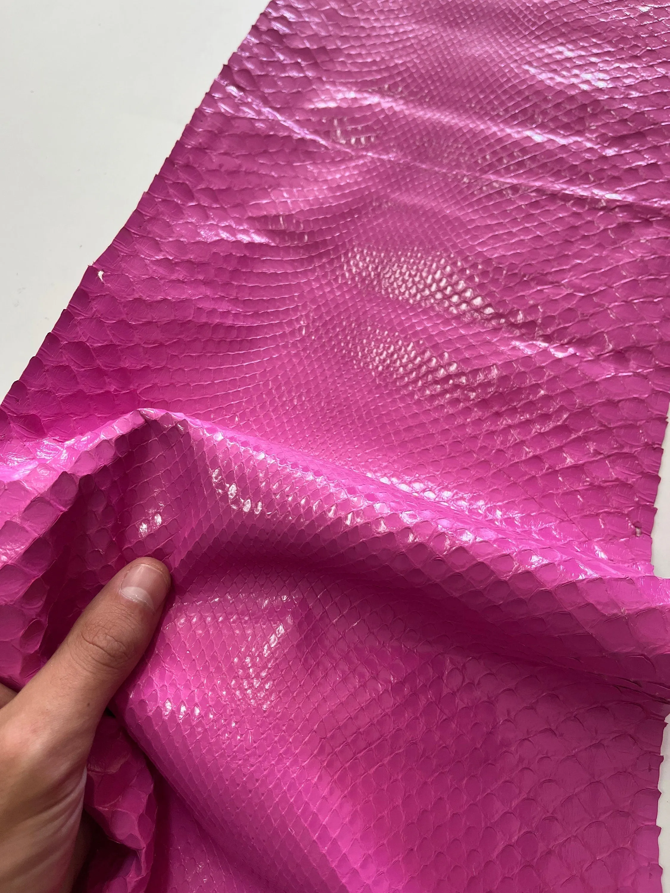 Genuine python leather, real snake leather glossy finished, long and wide snakeskin of thick 0,7mm(2 oz)