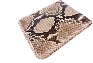 Genuine Python Snake Skin Leather Soft Bifold Handmade Men's Wallet ([E1] - 5 Card Slots   2 ID Windows   1 Zip Pocket   2 Compartments for Bills, Reticulated Python)