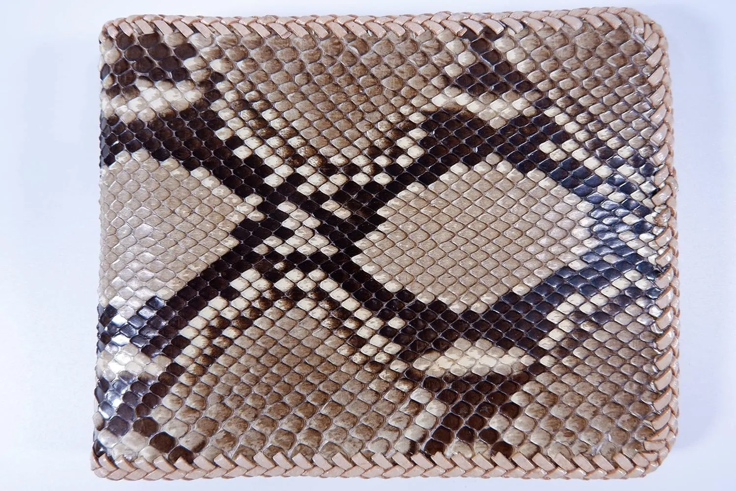Genuine Python Snake Skin Leather Soft Bifold Handmade Men's Wallet ([E1] - 5 Card Slots   2 ID Windows   1 Zip Pocket   2 Compartments for Bills, Reticulated Python)