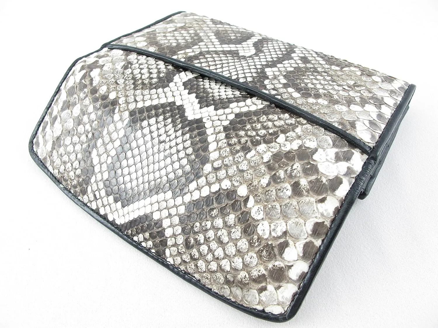 Genuine Python Snake Skin Leather Women's Trifold Clutch Wallet (Burmese Natural)