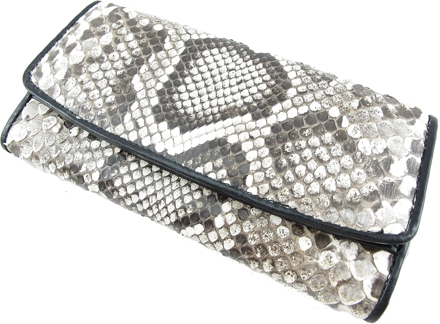 Genuine Python Snake Skin Leather Women's Trifold Clutch Wallet (Burmese Natural)