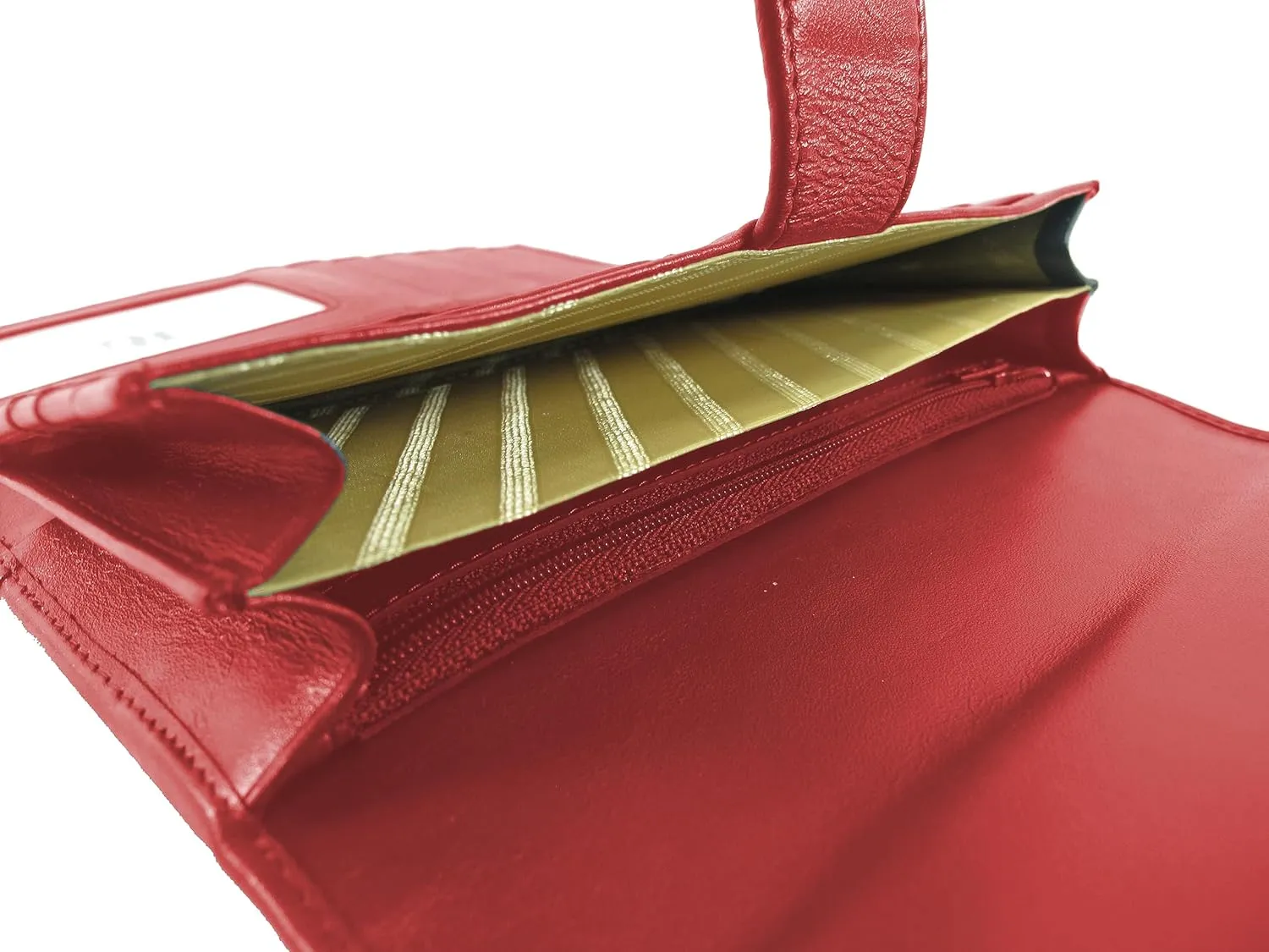 Genuine Python Snake Skin Leather Women's Trifold Clutch Wallet (Matte Ruby Red)