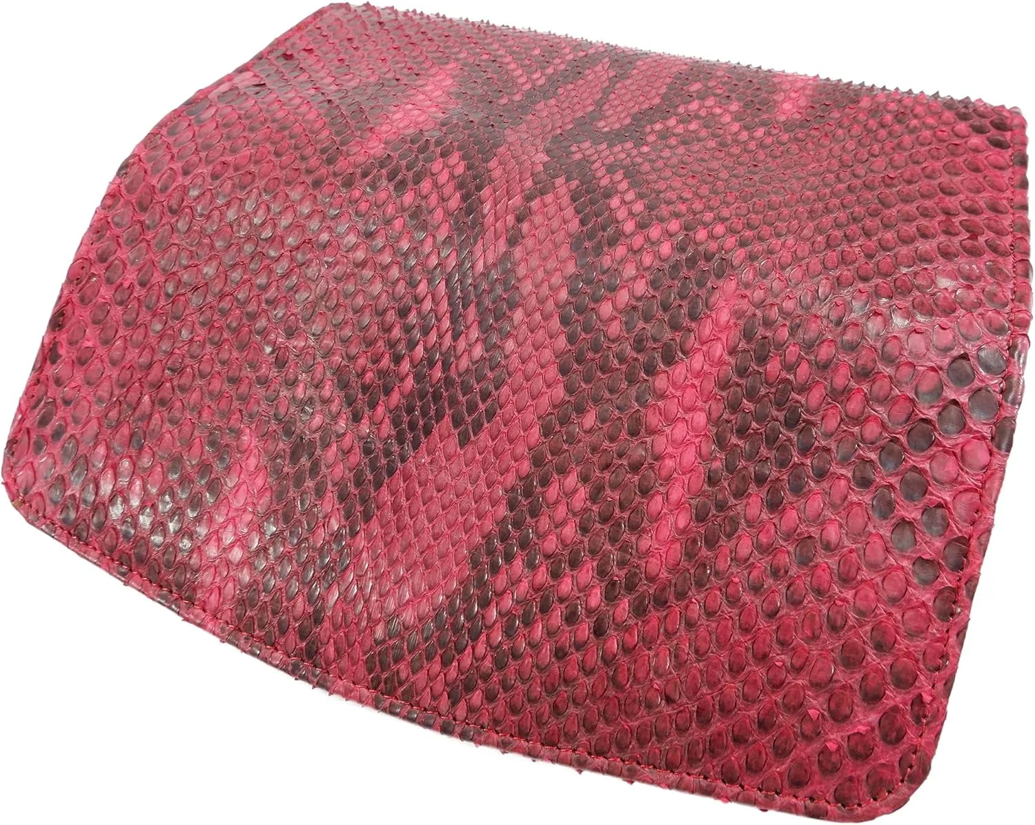 Genuine Python Snake Skin Leather Women's Trifold Clutch Wallet (Matte Ruby Red)