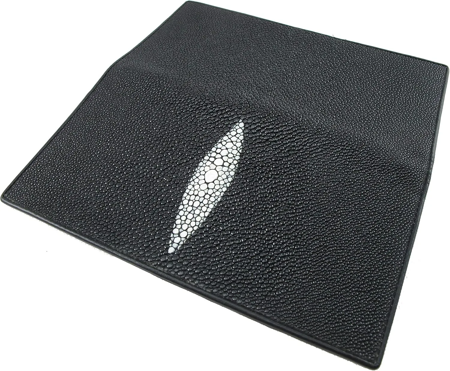 Genuine Stingray Skin Checkbook Wallet Clutch Purse (Black)