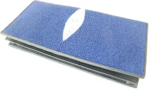 Genuine Stingray Skin Checkbook Wallet Clutch Purse (Cobalt Blue)