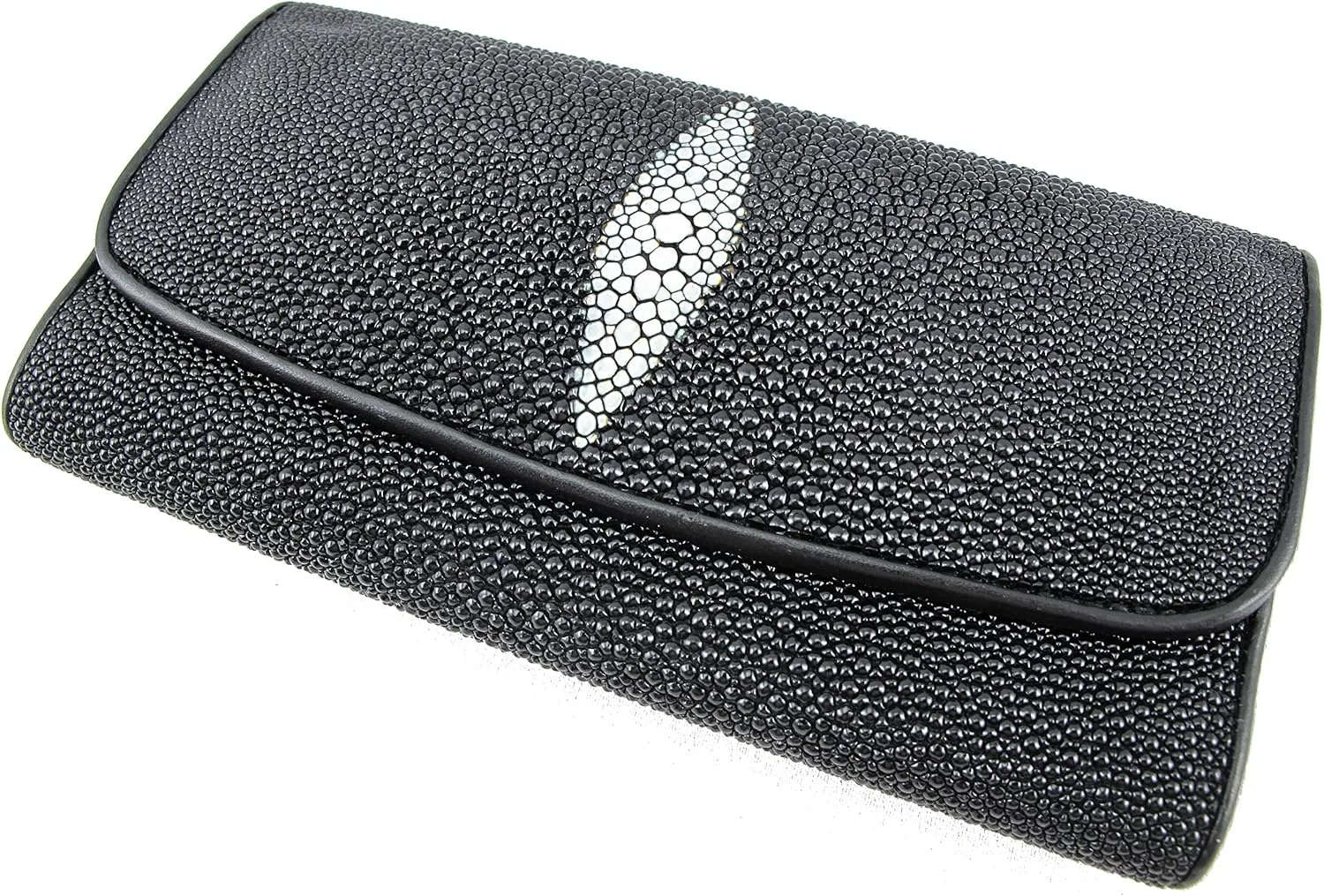 Genuine Stingray Skin Leather Women's Trifold Clutch Wallet Purse