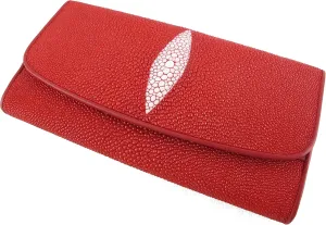 Genuine Stingray Skin Leather Women's Trifold Clutch Wallet Purse