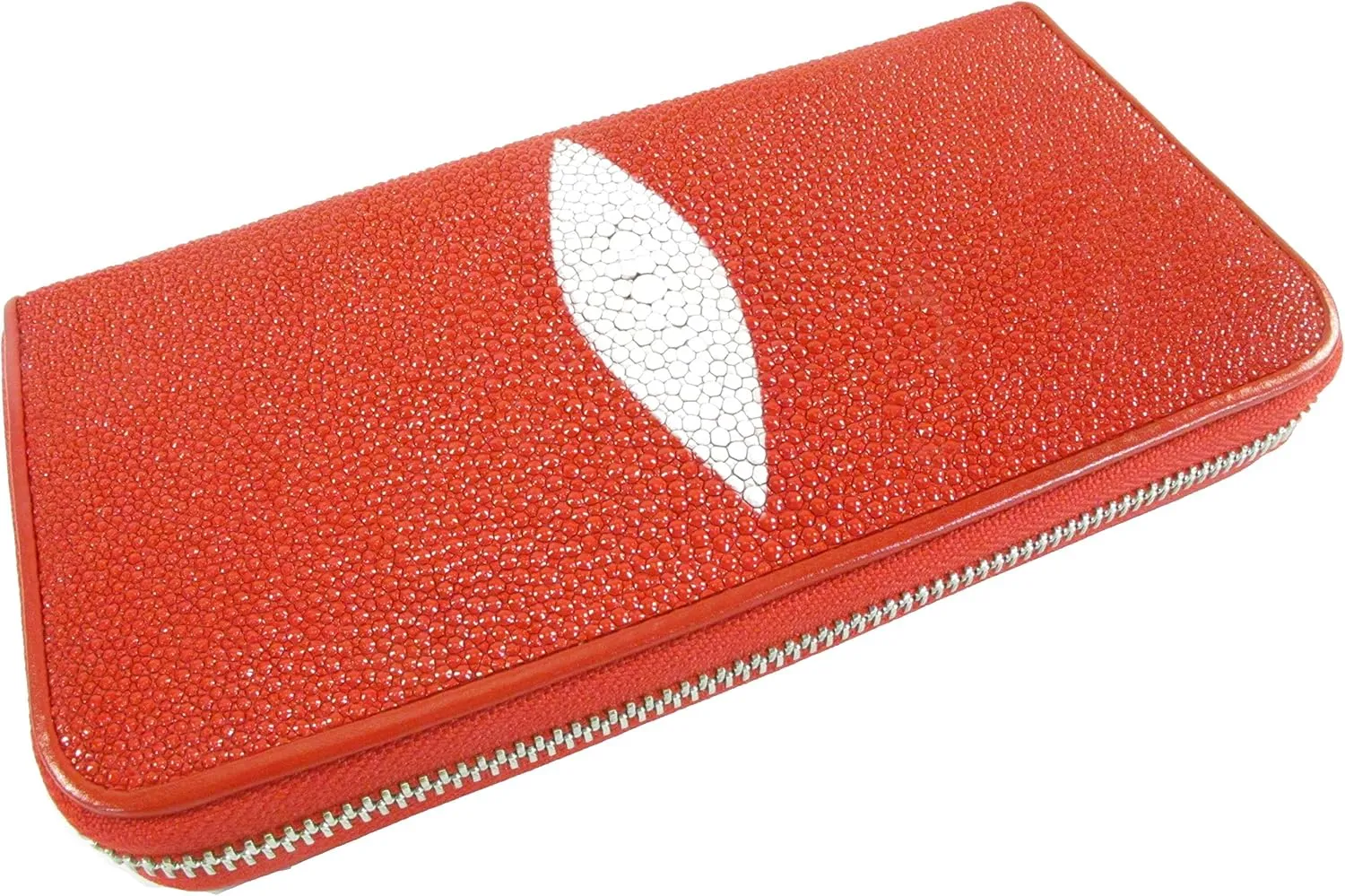 Genuine Stingray Skin Women's Zip Around Clutch Wallet Purse Black