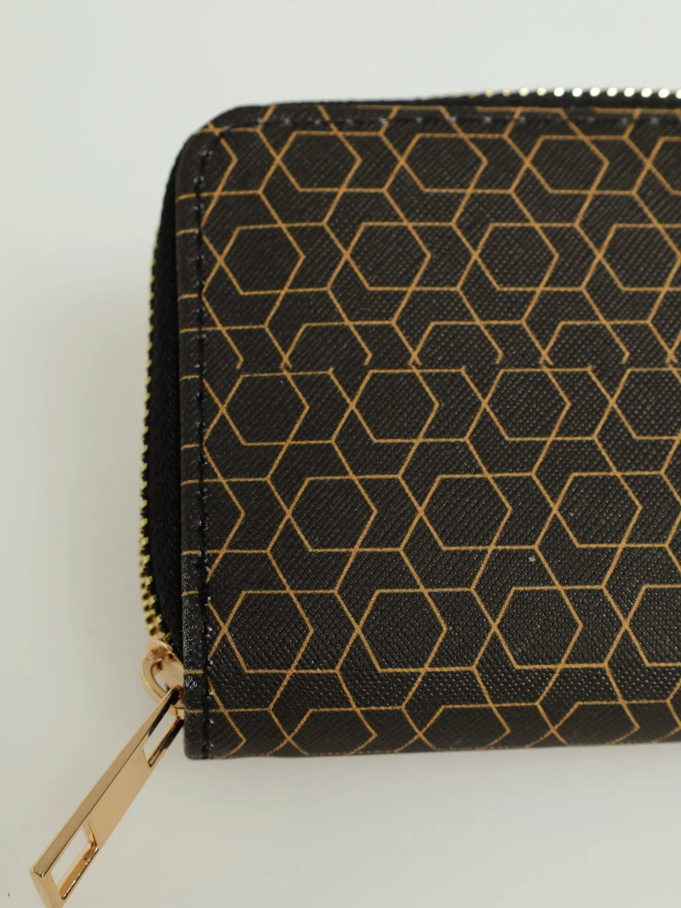Geo Print Small Zip Around Purse - Navy