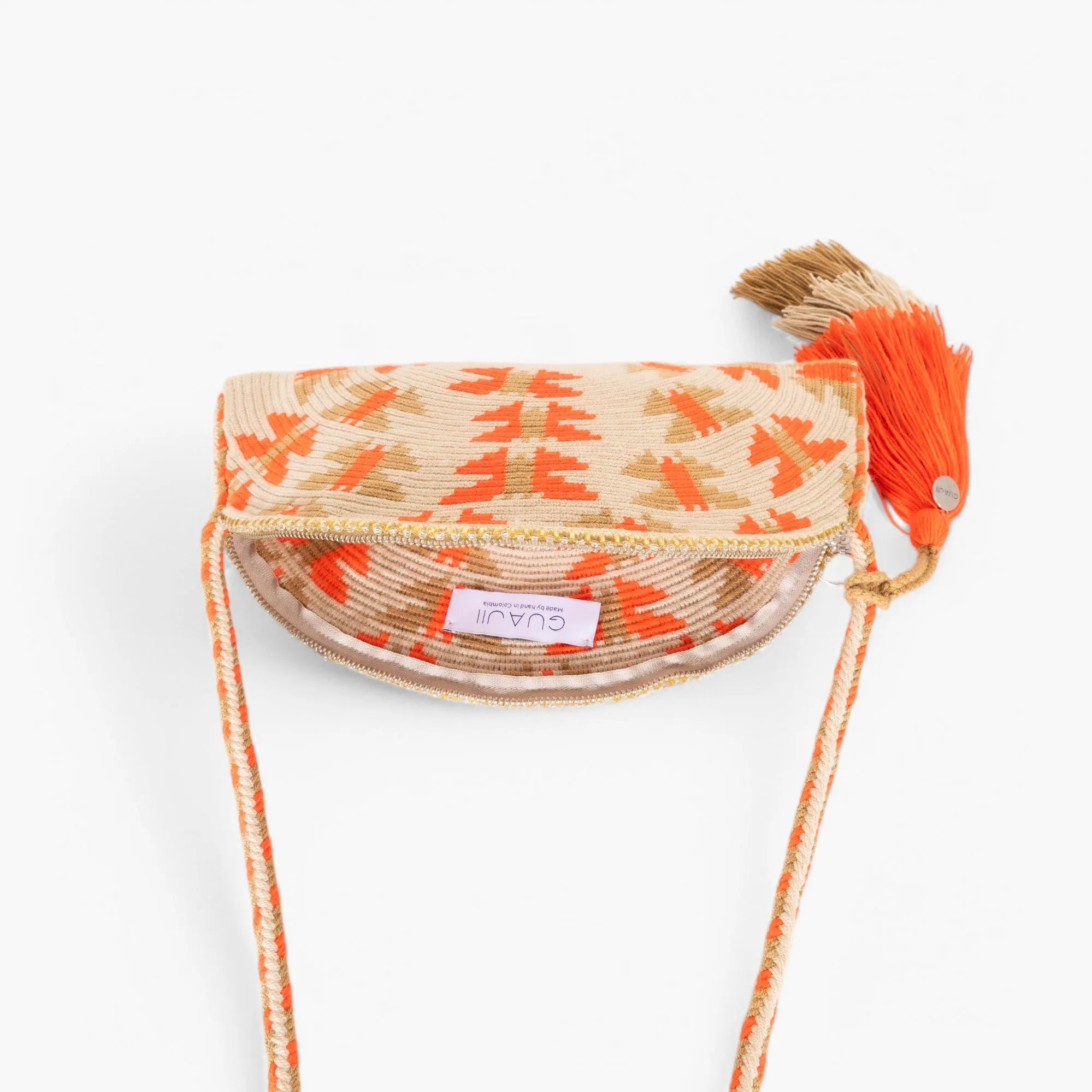 Geometric half-moon crossbody | Orange soda