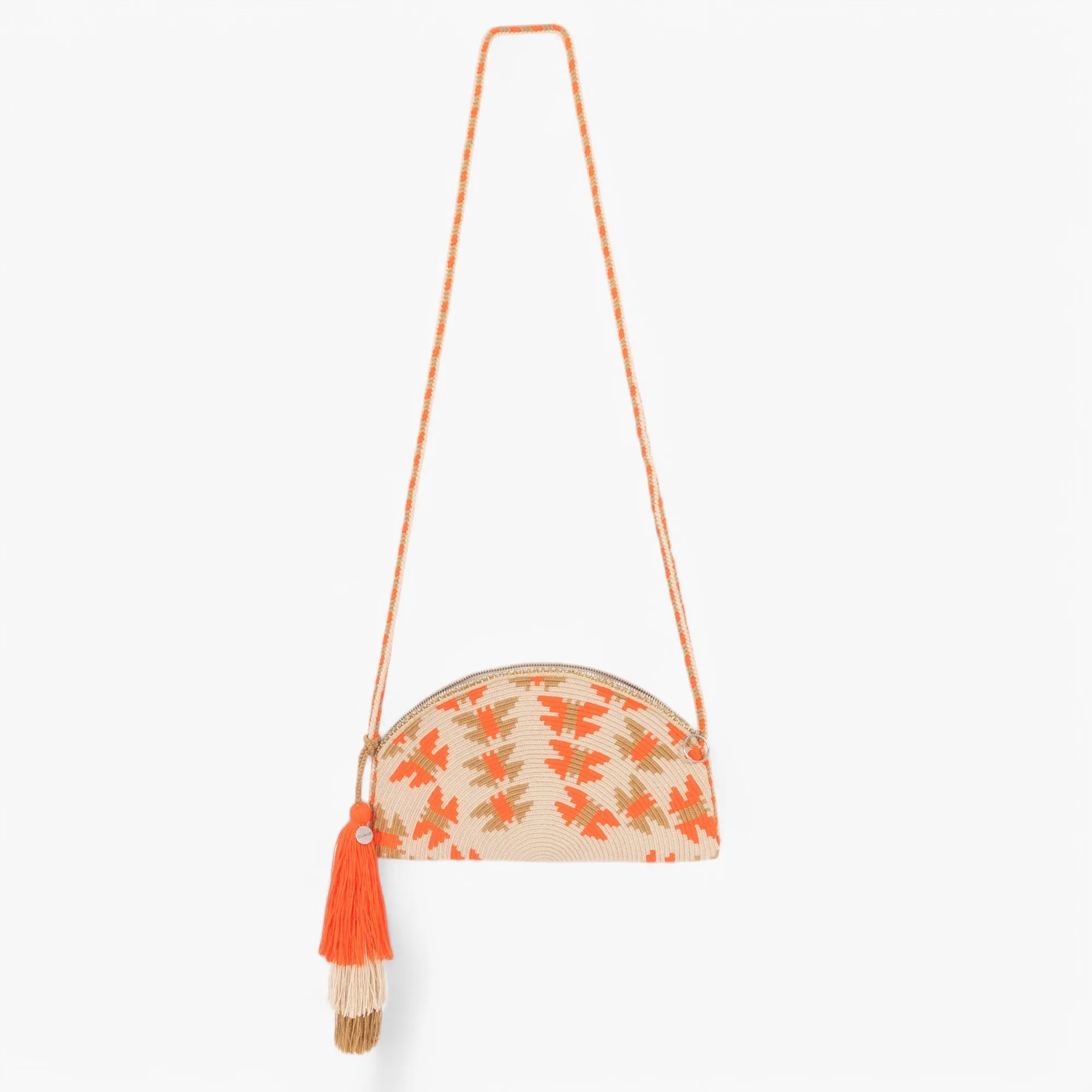 Geometric half-moon crossbody | Orange soda