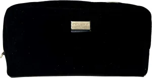 Giorgio Armani LARGE BLACK SUEDE ZIP Clutch Pouch Makeup Bag Fragrance Bag (LARGE 9L X 4.5H X 1.5W) - 6096