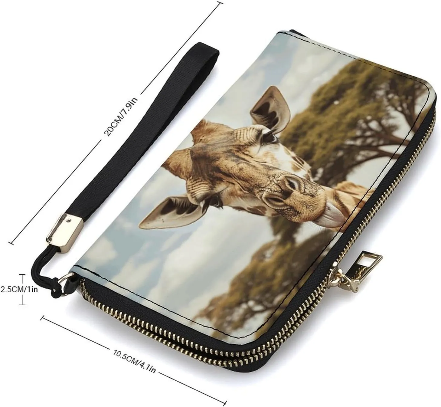 Giraffe Sticks Out Tongue Wristlet Long Wallet Womens Purse Zip Clutch Large Capacity Leather Purse Credit Coin Purse