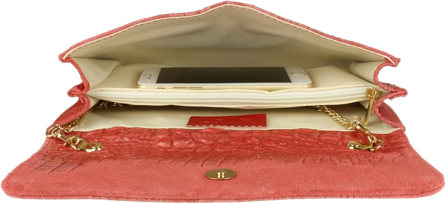 Girly HandBags Womens Crocodile Suede Clutch Bag