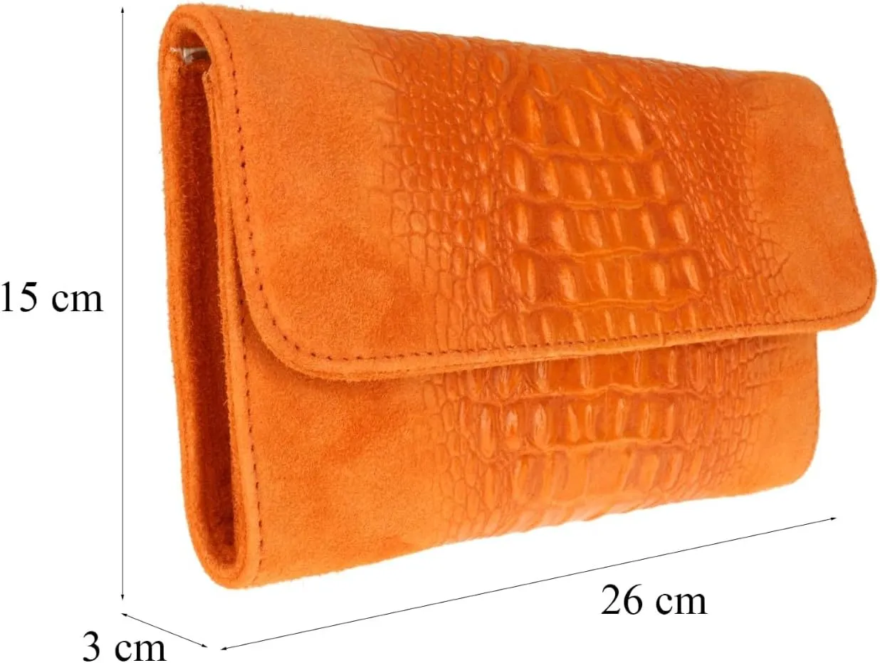 Girly HandBags Womens Crocodile Suede Clutch Bag