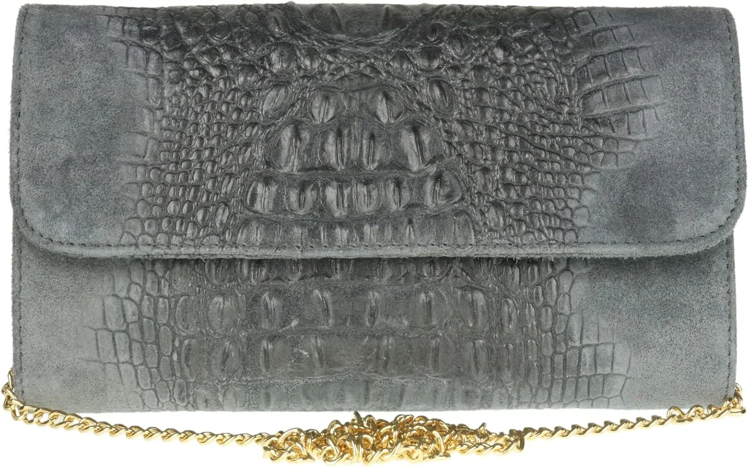 Girly HandBags Womens Crocodile Suede Clutch Bag