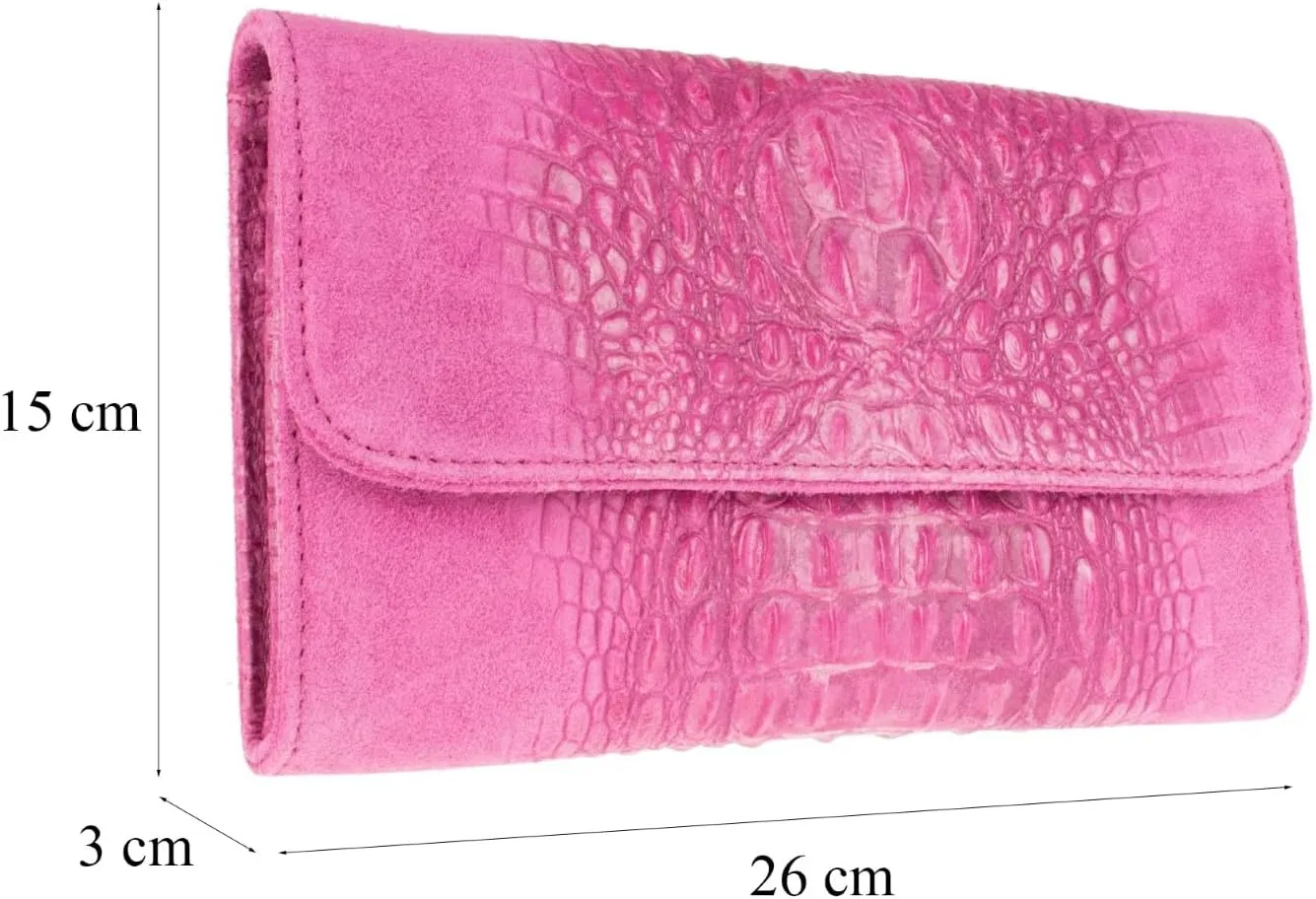 Girly HandBags Womens Crocodile Suede Clutch Bag