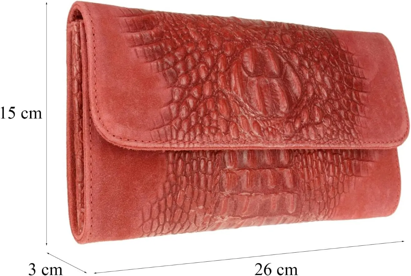 Girly HandBags Womens Crocodile Suede Clutch Bag