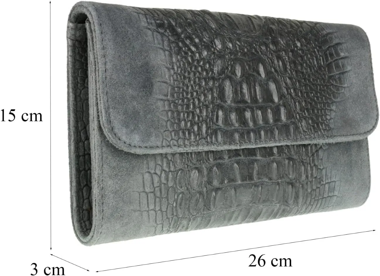 Girly HandBags Womens Crocodile Suede Clutch Bag