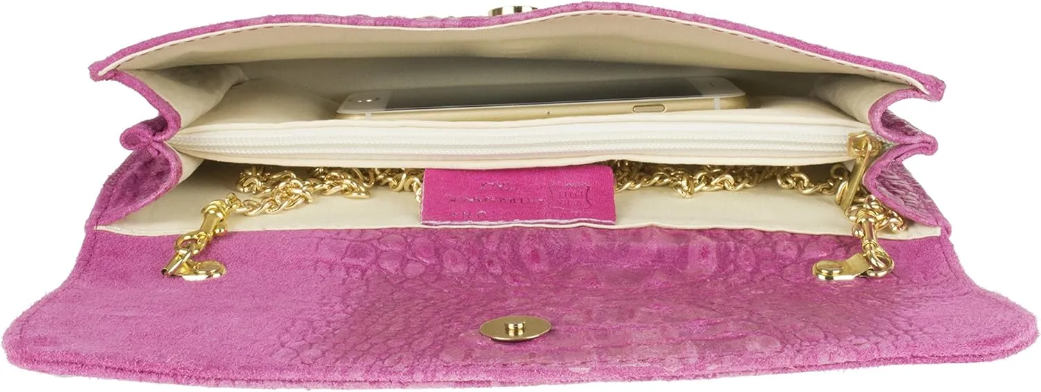 Girly HandBags Womens Crocodile Suede Clutch Bag