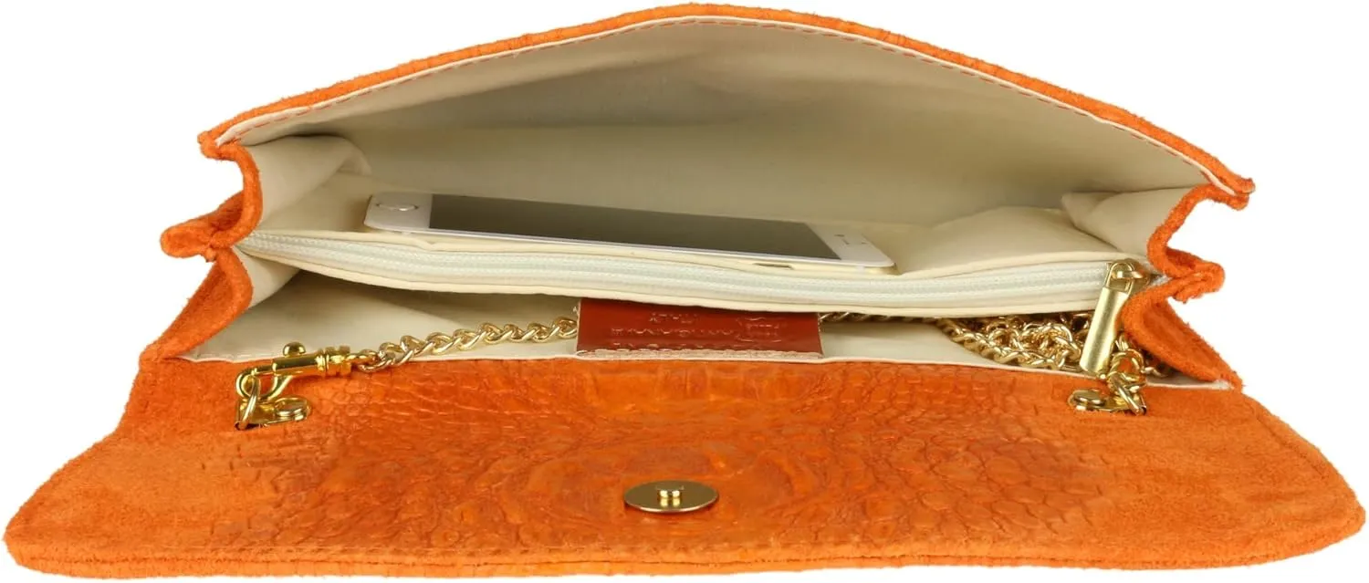 Girly HandBags Womens Crocodile Suede Clutch Bag
