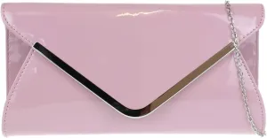 Girly Handbags Womens Glossy Oversized Clutch Bag, Pink, W 29, H 14, D 5 cm (W 11, H 6, D 2 inches)